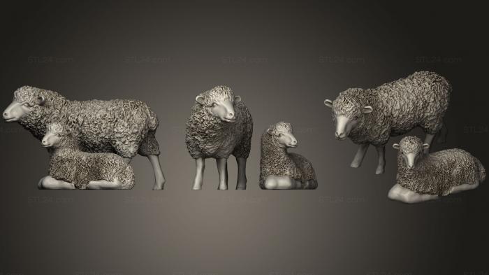 Статуэтки животных (Пастух и овцы, STKJ_1462) 3D модель для ЧПУ станка